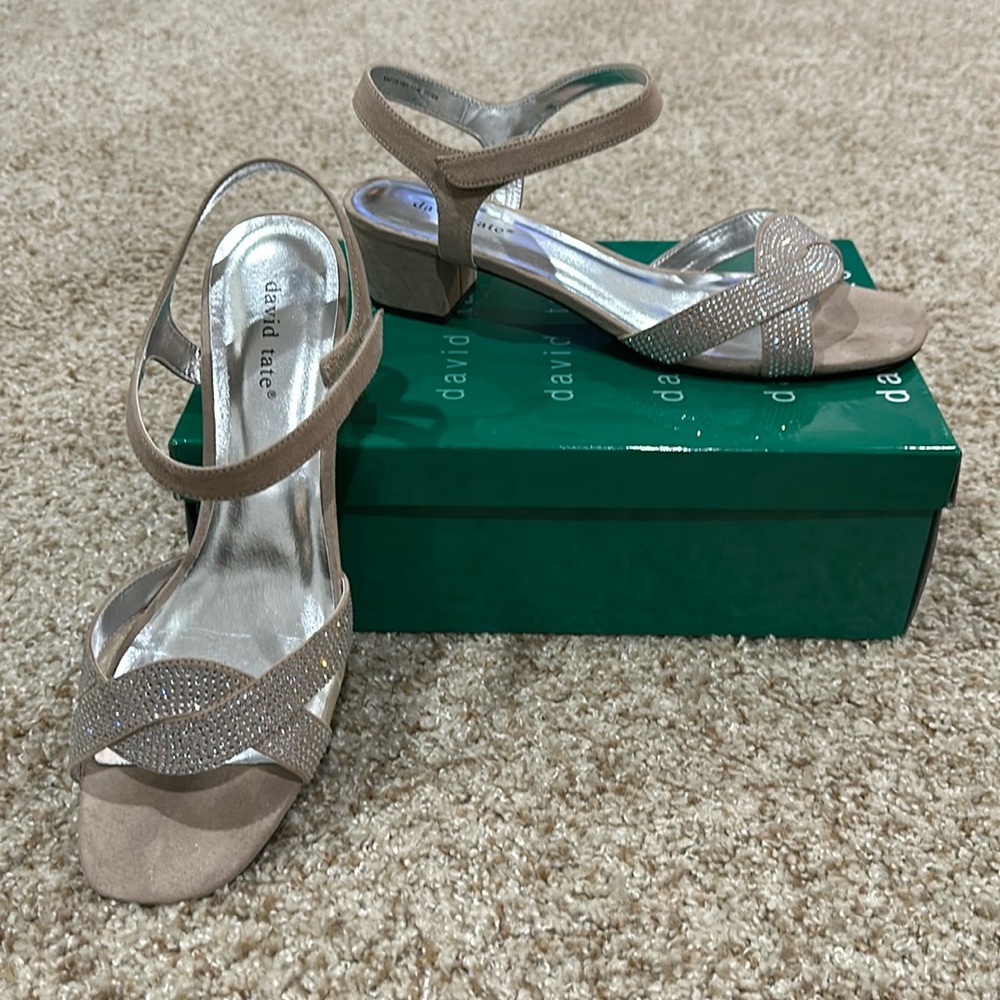David Tate Champagne Nova Suede Sandal, size 11.